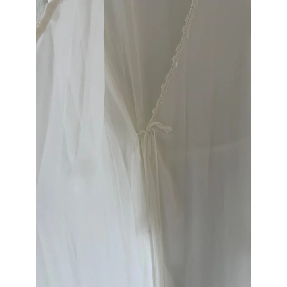 Delicates Ivory Lace Trim Sheer Robe S/M Bridal Boudoir Longline Duster